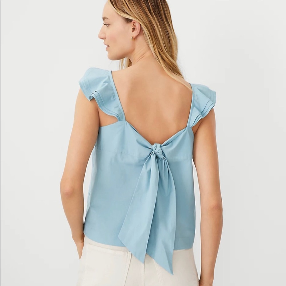 Ann Taylor Ruffle Strap Tie Back Tank Top